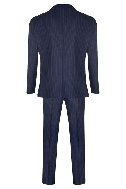 Mens Double Breasted Navy Blue Suit 2 Piece 1920s Pinstripe Peaky Blinders