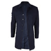 Men's Wool Blend Classic Collar Navy Overcoat