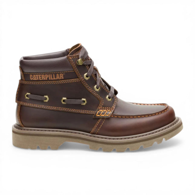 CAT (Caterpillar) Mens Tan Brown Leather Hiking Ankle Boots - Colorado Boat-Mid