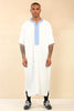 Men's White Moroccan Thobe Djellaba Jubba Robe Eid