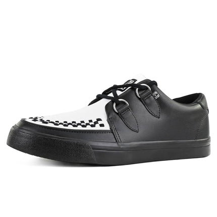 TUK Pointed Creeper Sneaker Black White Leather Platform Shoes - A9180