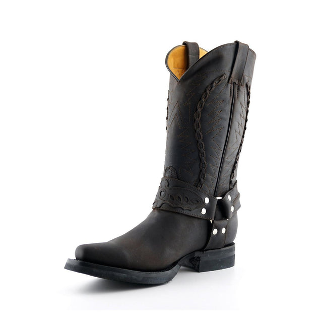 Grinders Mens Brown Leather Cowboy Boot - Galveston