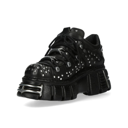 New Rock M-120Nr-C1 Black Leather Gothic Platform Ankle Boots