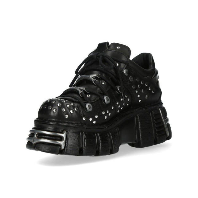 New Rock M-120Nr-C1 Black Leather Gothic Platform Ankle Boots
