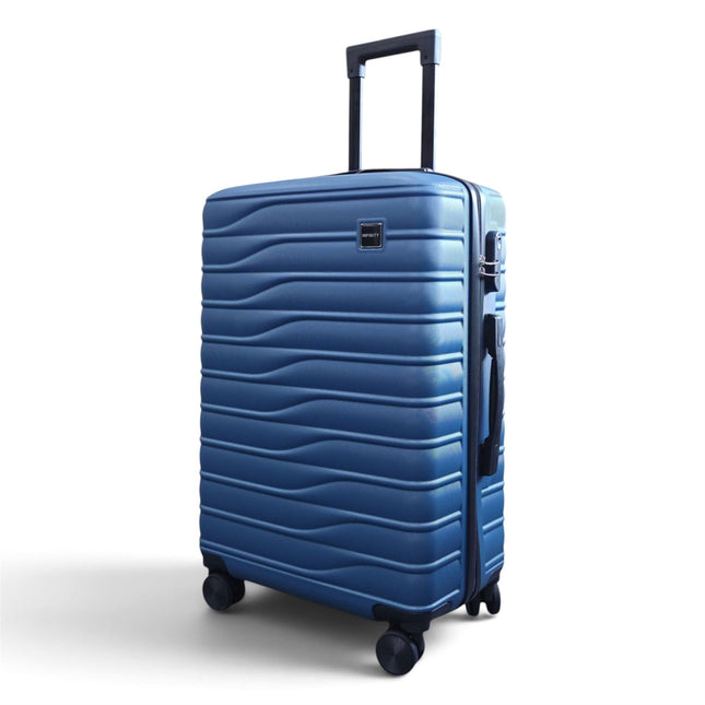 Hardshell Blue Suitcase Set Robust 8 Wheel Luggage Cabin Case Bag