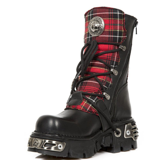 New Rock Tartan Leather Gothic Boots - 391T-S1