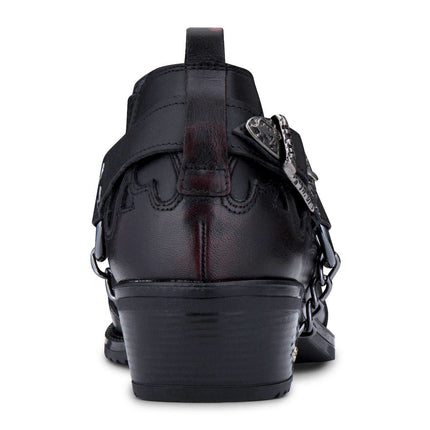 Men’S Black Leather Winklepicker Studded Western Biker Boots