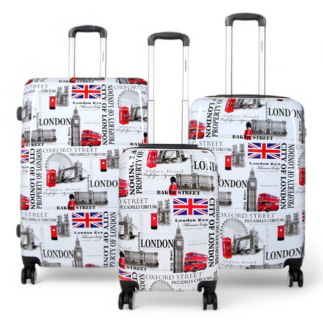 Strong Expandable Hard Shell 8 Wheel Suitcase Set Print Luggage Cabin Travel Bag