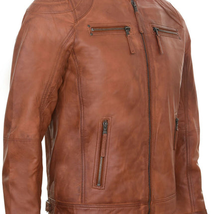 Mens Moto Leather Biker Jacket-Taiwan