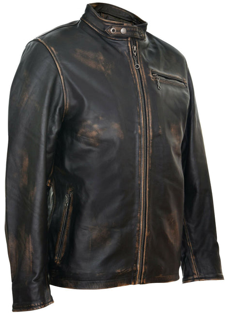 Mens Vintage Black Leather Biker Jacket- Sarajevo