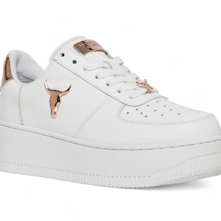 Windsorsmith Womens White Chunky Leather Platform Trainers Sneakers - Rich