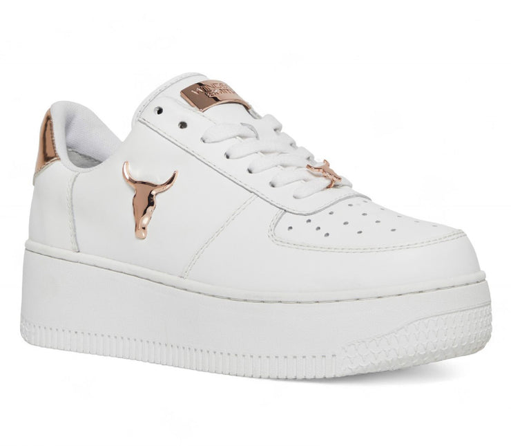 Windsorsmith Womens White Chunky Leather Platform Trainers Sneakers - Rich