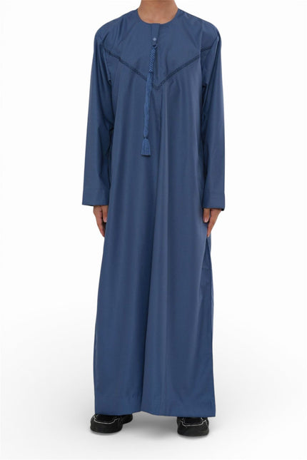 Kids Boys Eid Blue Moroccan Thobe Robe Djellaba Ramadan Eid Jubba- K-HM10