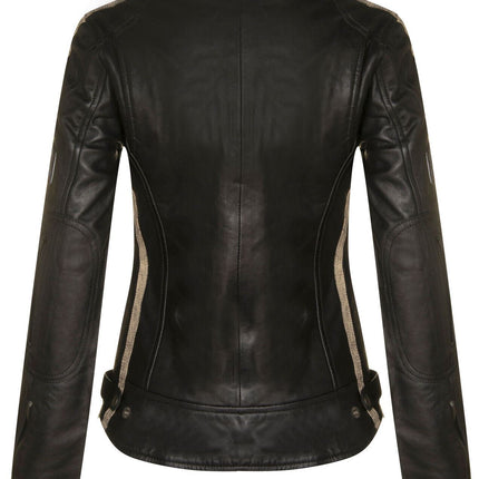 Womens Biker Racing Badges Leather Jacket-Eastleigh