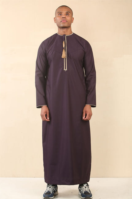 Men's Omani Eid Purple Thobe  Saudi Emirati Jubba Robe