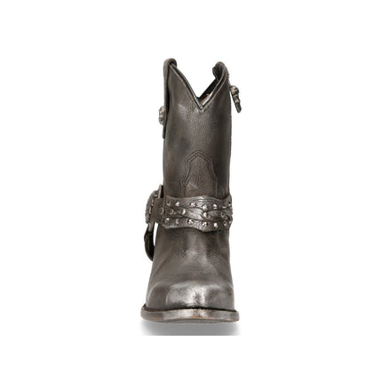 New Rock Black Leather Pointed Cowboy Boots - WSTM005-S1