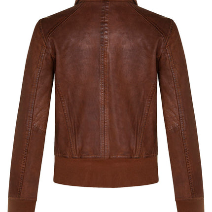 Womens Leather MA-1 Varsity Jacket-Ann Arbor