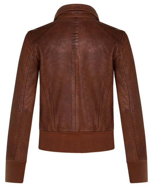 Womens Leather MA-1 Varsity Jacket-Ann Arbor