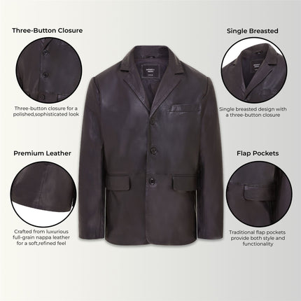 Mens Genuine Leather Blazer Soft Real Italian Tailored Vintage Jacket Coat