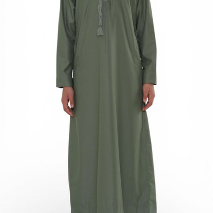 Kids Boys Ramadan Eid Olive Green Moroccan Jubba Robe Djellaba Thobe - K-TT008