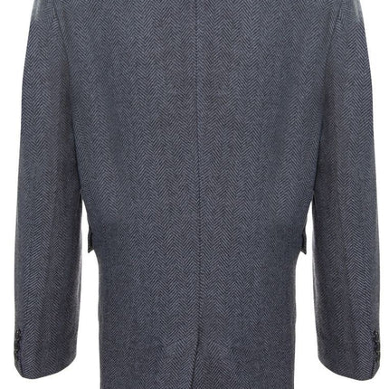 Mens 3/4 Long Grey Crombie Overcoat Jacket Herringbone Tweed Coat Peaky Blinder