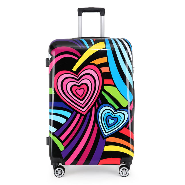 Hardside Shell Suitcase Set Printed Luggage Lightweight Cabin Travel Bag