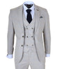 Men's Cream Plain Check 3 Piece Slim Fit Formal Wedding Suit