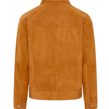 Mens Retro Brown 100% Goat Suede Leather Harington Biker Jacket