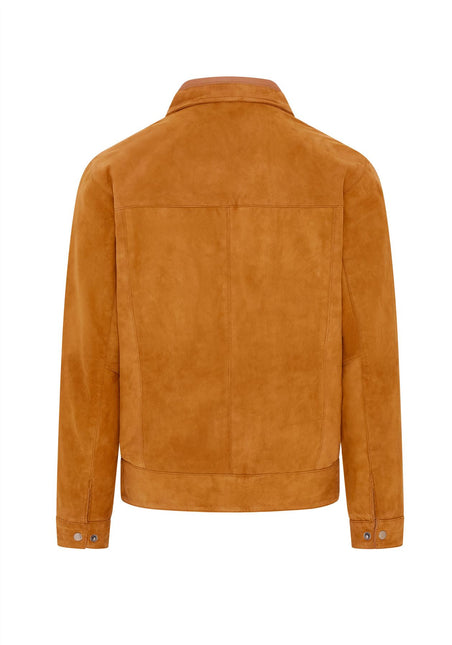 Mens Retro Brown 100% Goat Suede Leather Harington Biker Jacket