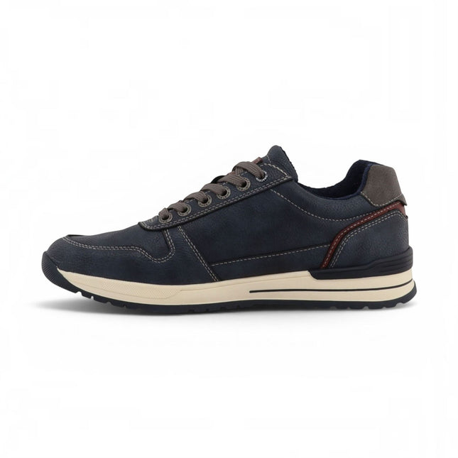 Mustang Men's Navy Faux Leather Trainer Sneaker Shoes - M0281006