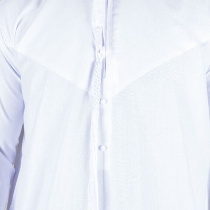 Men's White Thobe Emirati Islamic Jubba Robe Eid Tassel Slim Fit