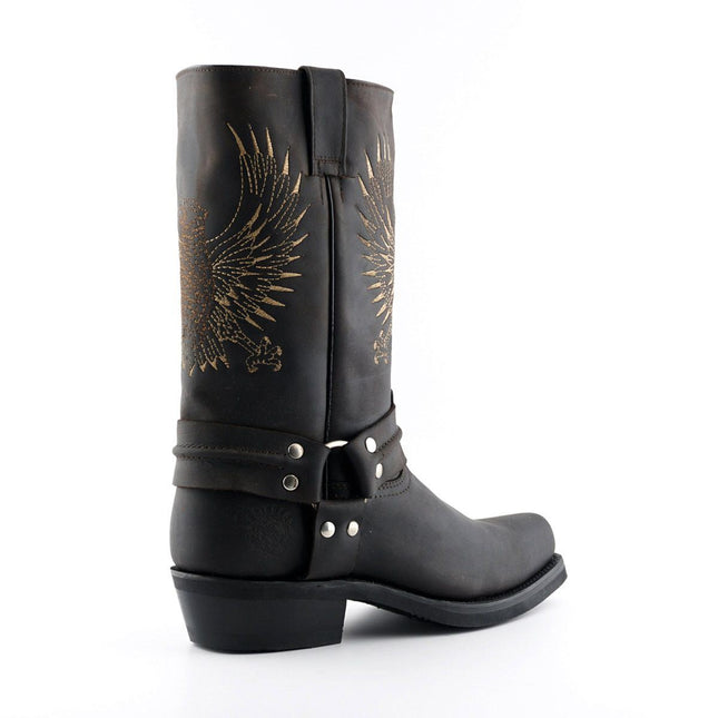 Grinders Mens Brown Leather Cowboy Boots - Bald Eagle