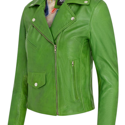 Women's Classic Brando Biker Leather Jacket - Broome