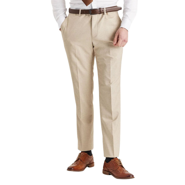 Men's Beige Lightweight Summer Wedding Party Trouser
