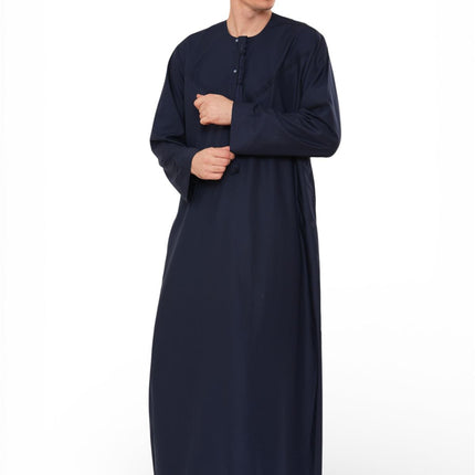 Men's Eid Navy Blue Moroccan Jubba Robe Djellaba Ramadan Eid Thobe - HM11