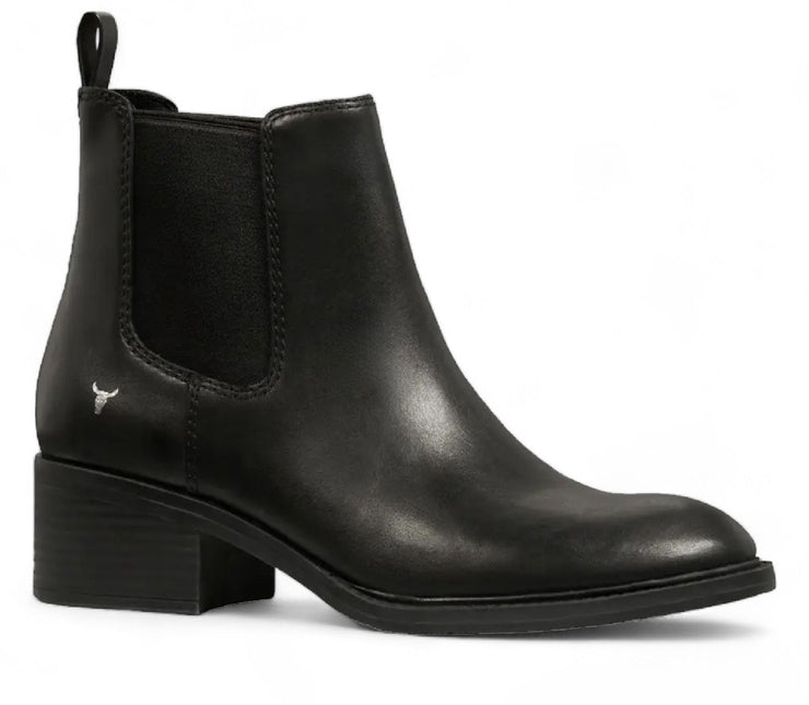Windsorsmith Womens Black Classic Leather Ankle Chelsea Boots - Replace
