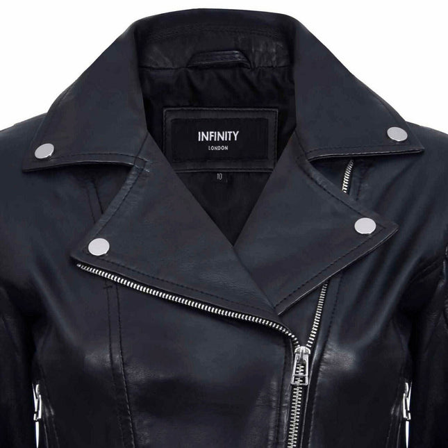 Womens Leather Biker Jacket-Stockholm