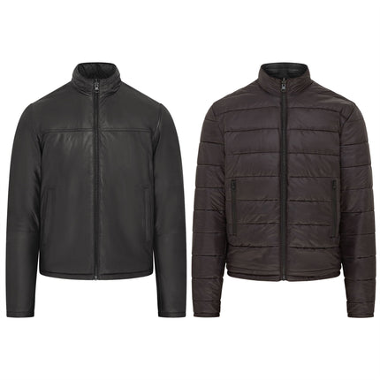 Mens Reversible Hooded Leather Jacket Premium Lambskin Napa
