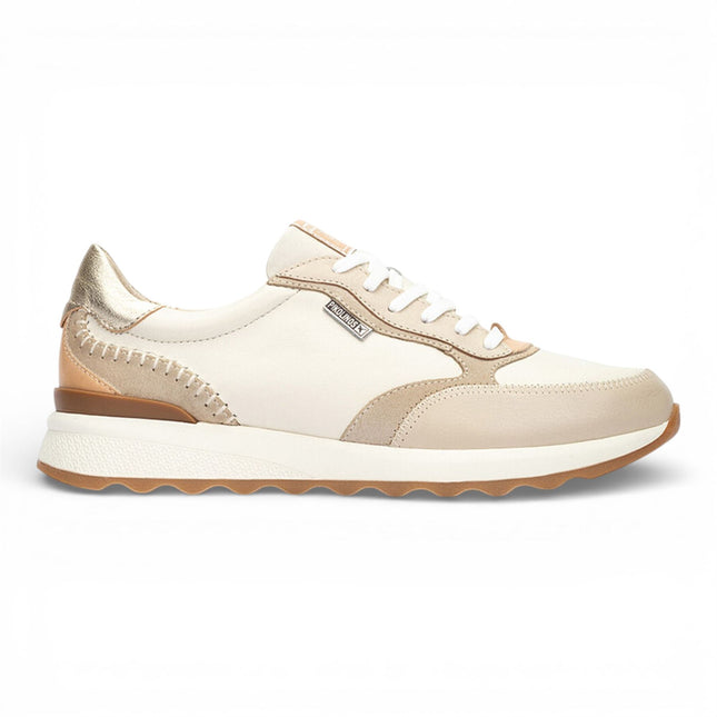 Pikolinos Women's Beige Leather Lace Up Sneaker Trainers Shoes - Arrecife