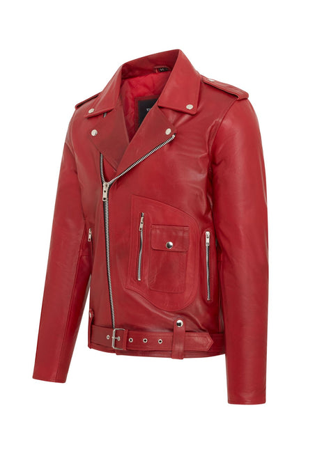 Mens Retro Brando Quilted Leather Biker Jacket Vintage Motorcycle Style