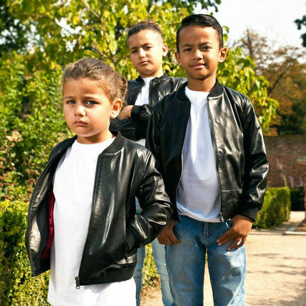 Kids Unisex Varsity Baseball Leather Bomber Black Jacket