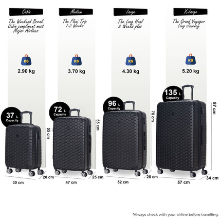 Hard Shell ABS 8 Wheel Luggage Travel Cabin Holiday Bags Suitcase Set