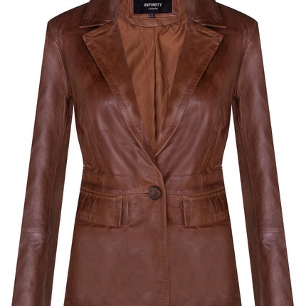 Womens Soft Leather Blazer Jacket-Apeldoorn