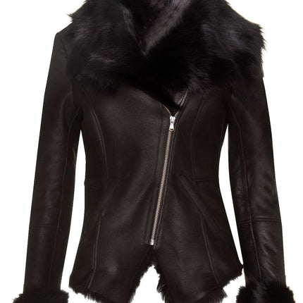Womens Toscana Sheepskin Biker Jacket-Apopa