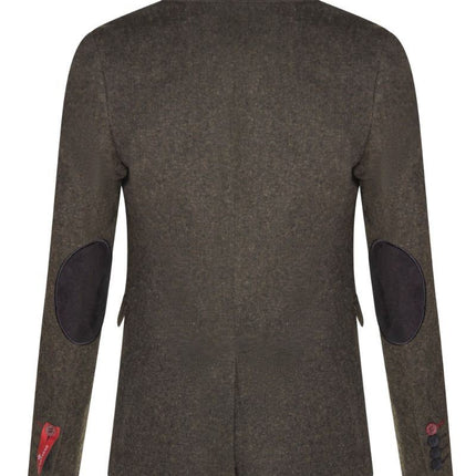 Womens 1920s Olive Green Wool Classic Retro Vintage Blazer