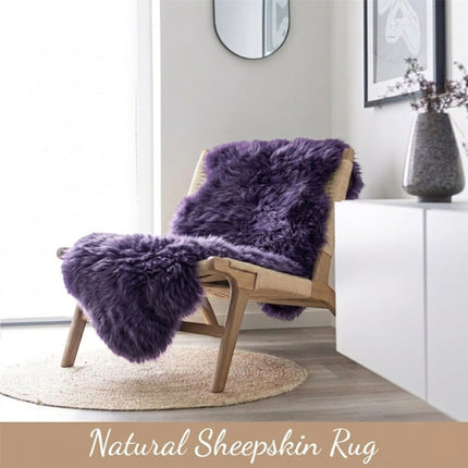 Genuine Sheepskin Violet Double Natural Fluffy Silky Soft Real Wool Rug