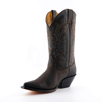 Grinders Brown Leather Western Cowboy Boots - Buffalo