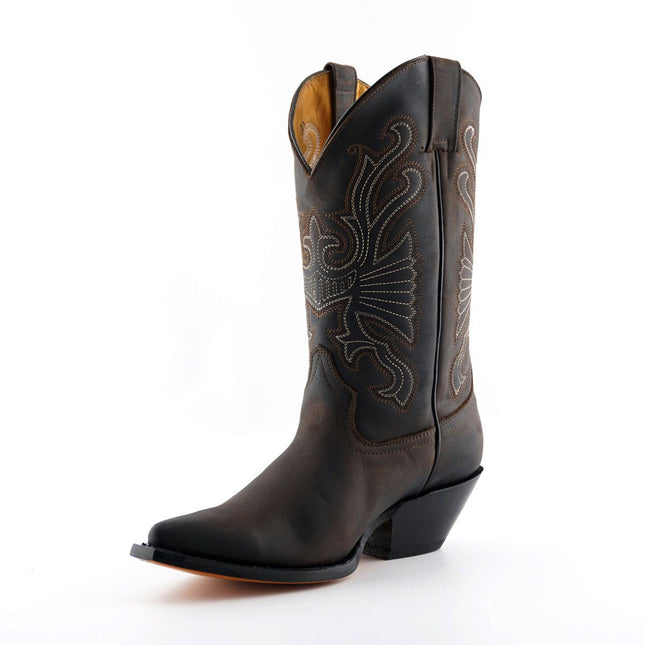Grinders Brown Leather Western Cowboy Boots - Buffalo
