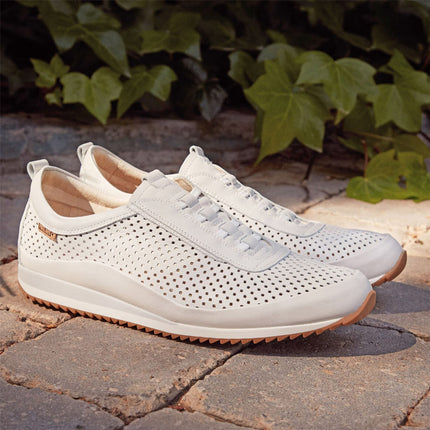 Pikolinos Men's White Leather Elastic Slip-on Sneaker Trainers Shoes - Liverpool