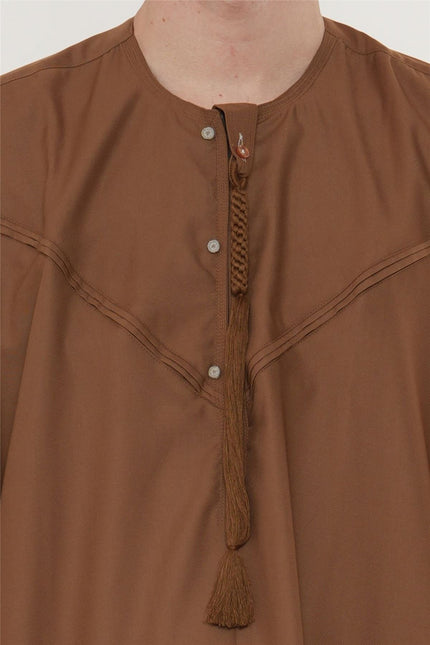 Men's Eid Camel Brown Moroccan Jubba Robe Djellaba Ramadan Eid Thobe - HM11